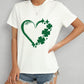 Heart Lucky Clover Round Neck Short Sleeve T-Shirt