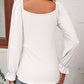 Tie Front V-Neck Puff Sleeve Blouse