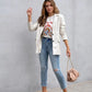 Faux Leather Button Up Long Sleeve Blazer