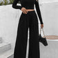 Ribbed Round Neck Top and Wide-Leg Pants Set