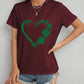 Heart Lucky Clover Round Neck Short Sleeve T-Shirt