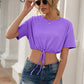 Drawstring Round Neck Short Sleeve T-Shirt