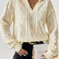 Eyelet Johnny Collar Dropped Shoulder Blouse