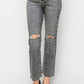 RISEN High Waist Distressed Straight Jeans