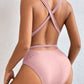 Tied Crisscross Wide Strap One-Piece Swimwear