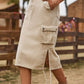 Drawstring Denim Cargo Skirt