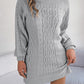 Cable-Knit Round Neck Sweater Dress