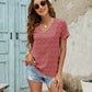 Swiss Dot V-Neck Short Sleeve Blouse