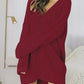 V-Neck Long Sleeve Mini Sweater Dress