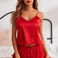 Satin Cami, Ruffle Hem Shorts Pajama Set