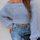 Openwork Off-Shoulder Long Sleeve Sweater