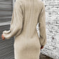 Ribbed Round Neck Long Sleeve Dress