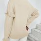 Ruffled V-Neck Dropped Shoulder Sweater