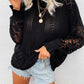 Openwork Round Neck Dropped Shoulder Blouse