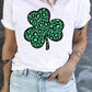 Plus Size Lucky Clover Round Neck Short Sleeve T-Shirt