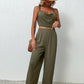 Crisscross Back Cropped Top and Pants Set