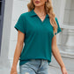 Johnny Collar Short Sleeve Blouse