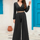 Surplice Top and Wide Leg Pants Set