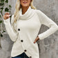 Decorative Button Mock Neck Sweater