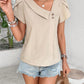 Decorative Button Asymmetrical Neck Blouse