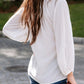 Ruched Notched Balloon Sleeve Blouse