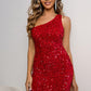 Sequin One-Shoulder Sleeveless Dress