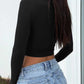 Cropped Round Neck Long Sleeve Top