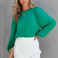 Round Neck Ruff Sleeve Blouse