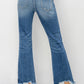 RISEN High Waist Raw Hem Flare Jeans