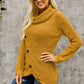 Decorative Button Mock Neck Sweater