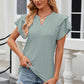 Eyelet Notched Short Sleeve T-Shirt