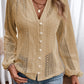 Openwork Button Up Long Sleeve Shirt