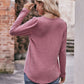 Double Take Pleated Detail Curved Hem Long Sleeve Top