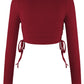 Drawstring Round Neck Long Sleeve Top