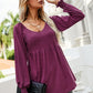 V-Neck Lantern Sleeve Blouse