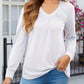 Ruched V-Neck Long Sleeve T-Shirt