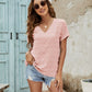 Swiss Dot V-Neck Short Sleeve Blouse