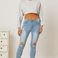 Round Neck Dropped Shoulder Cropped Sweatshirt