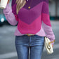 Color Block Round Neck Dropped Shoulder Sweater