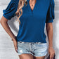 Notched Puff Sleeve Blouse