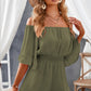 Off-Shoulder Smocked Waist Flounce Sleeve Romper