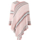 Fringe Hem Striped Cape Sleeve Poncho