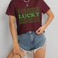 LUCKY Round Neck Short Sleeve T-Shirt