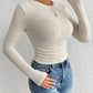 Round Neck Ruched Knit Top