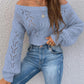 Openwork Off-Shoulder Long Sleeve Sweater