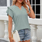 Eyelet Notched Short Sleeve T-Shirt