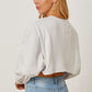 Round Neck Dropped Shoulder Cropped Sweatshirt