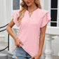 Eyelet Notched Short Sleeve T-Shirt