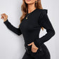 Ruffled Round Neck Long Sleeve T-Shirt