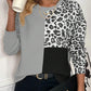 Leopard Color Block Round Neck T-Shirt